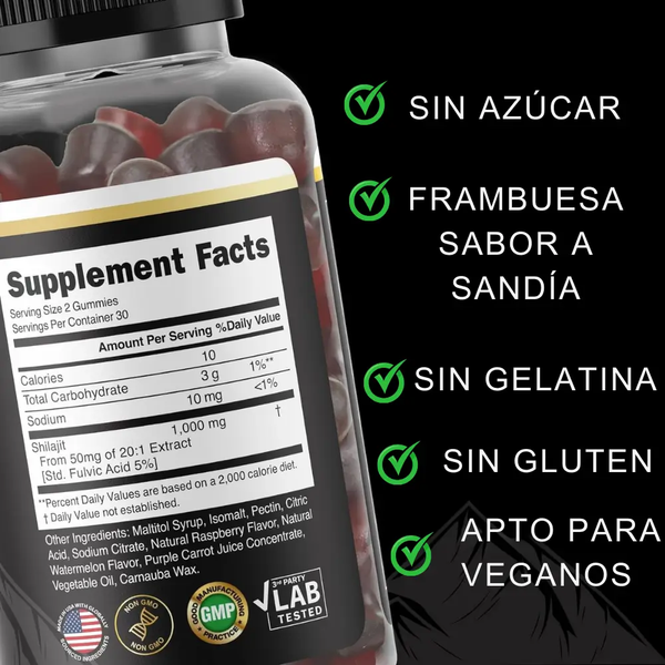 Shilajit Gomitas™ Potencia Sexual, Más Testosterona y Energía Sin Estimulantes