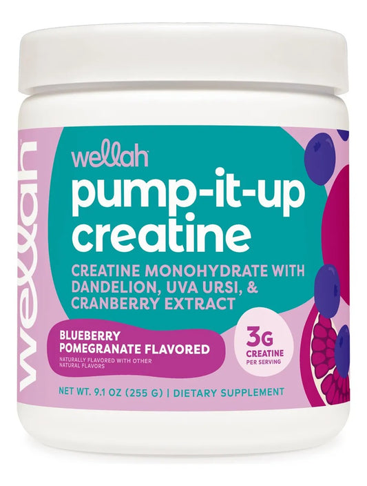 Creatina Pump-It-Up™ de Wellah – Sabor Arándano Granadina | 3g por Scoop | Vegana y Sin Gluten